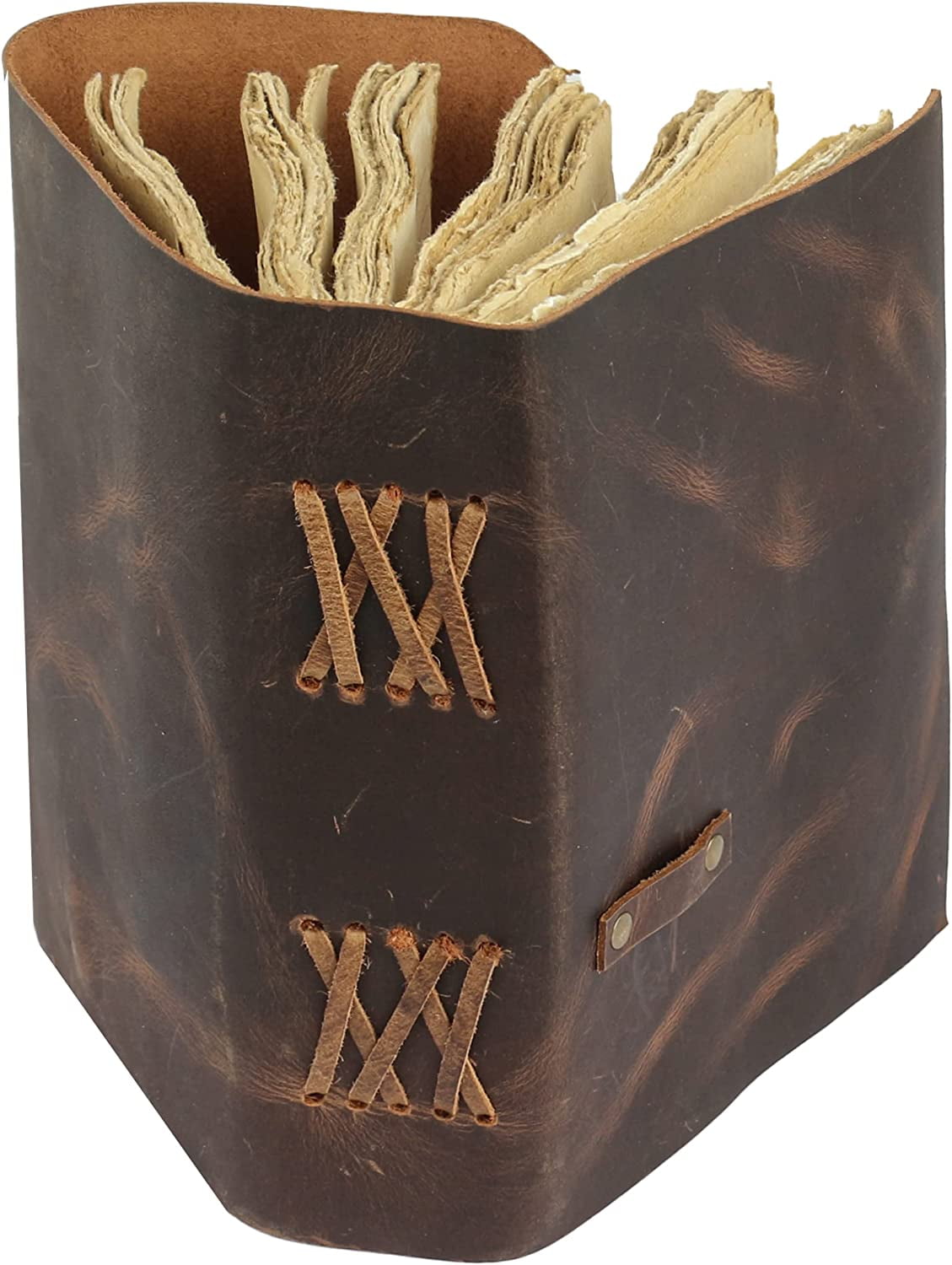 Leather Journal with lined Deckle Edge Paper 8x6 inch and Vintage Key/Handmade Writing Notebook Diary/Bound Daily Notepad for Men & Women Medium, Sketch/Writing pad, Gift for Artists (8 x 6, Brown)