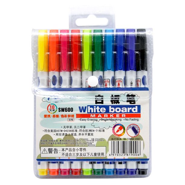 10 Colors Erasable Whiteboard Marker Pen Non Toxic Sign Fine Nib