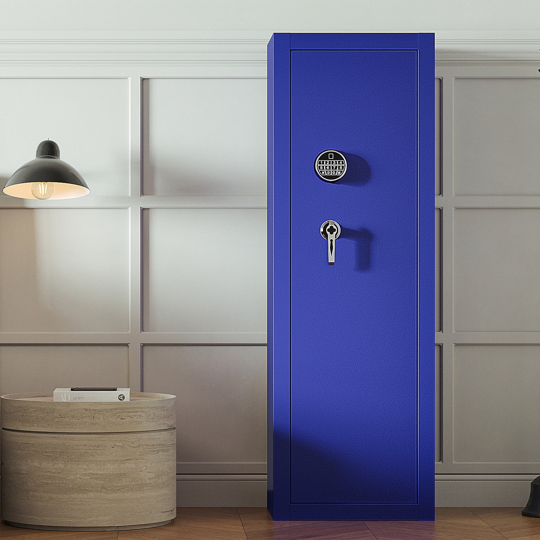 Sapital Biometric Rifle & Shotgun Safe, Heavy Duty Steel Gun Cabinet with Adjustable Racks, Blue