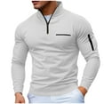 thumbnail image 2 of COSFO Mock Neck Mens Undershirts Pullover Solid Waffle Knit Shirts Casual Quarter Zip Loose Fit with Pocket Classic T-Shirt Mens Tops Long Sleeve, 2 of 8
