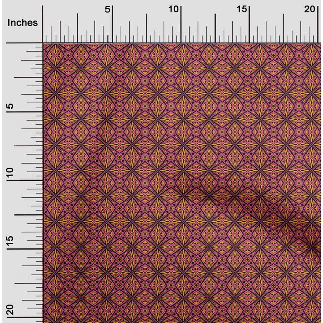 oneOone Polyester Lycra Fabric Geometric Ethnic Print Sewing Fabric BTY 56 Inch Wide