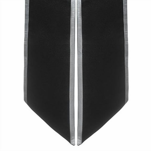 Honors Graduation Academic Stoles/Sashes with Angled Cut and Trim (Black w/Silver Trim) - Ages 6-40