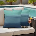 thumbnail image 2 of Outdoor Pillow Covers 16x16 Set of 2, Teal Blue Ombre Waterproof Patio Throw Pillow Covers for Couch Sofa Chair, Modern Abstract Art Texture Decorative Pillowcases for Throw Pillows, 2 of 9
