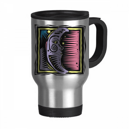 

Purple Moon Stars Mexicon Element Engraving Travel Mug Flip Lid Stainless Steel Cup Car Tumbler Thermos