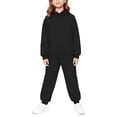 thumbnail image 6 of YunPes Girls Hoodies Sweatsuit Set Teen Plain Cotton Athletic Pullover Sweatshirts Elastic Waist Outdoor Sports Pants Set, 6 of 9