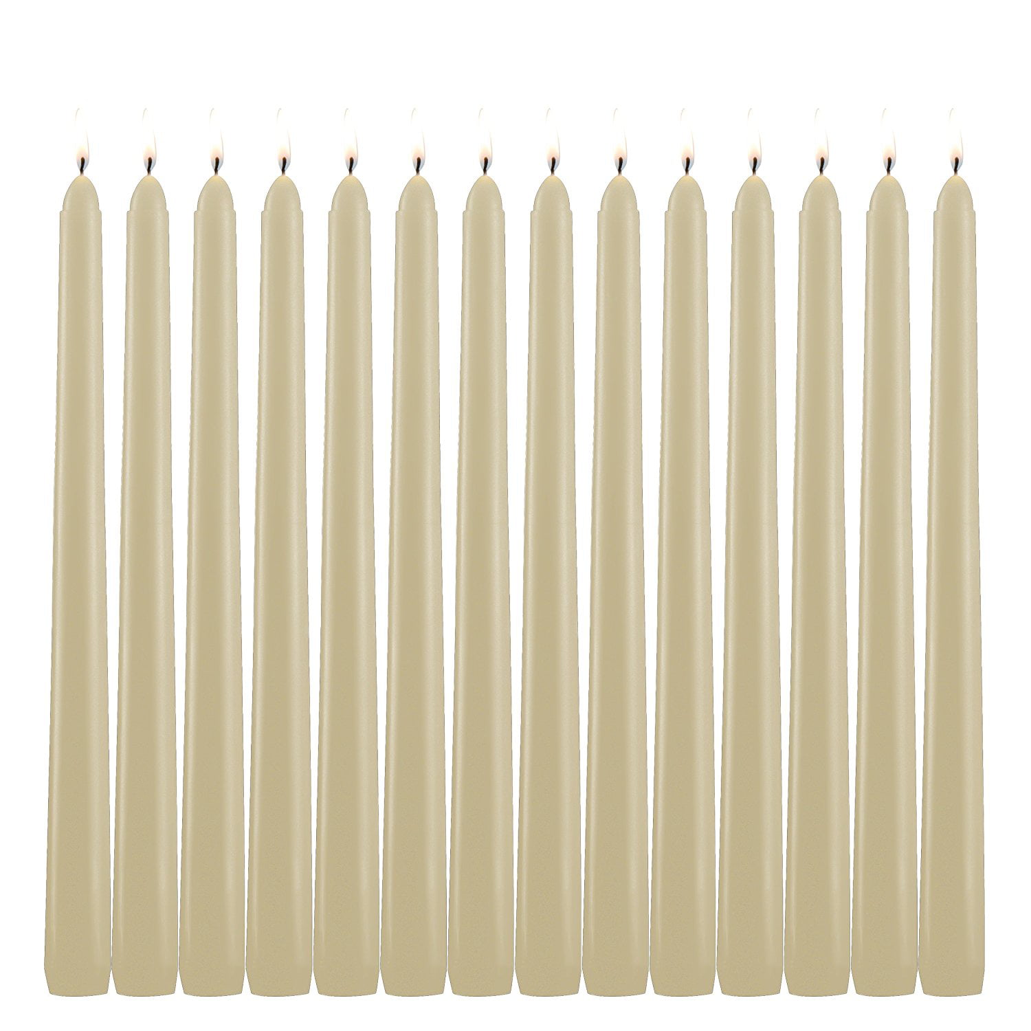 3/4 inch Thick Taper Candles 10 inch Tall 7.5 Hour Clean Burning 