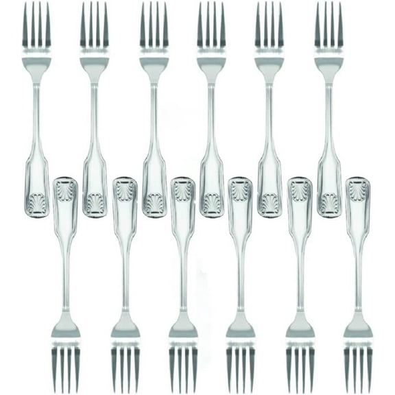 TrueCraftware- Set of 12 Stainless Steel Sea Shell Salad Fork- Stainless Steel Flatware Cutlery Kitchen Tableware Set for Home and Restaurant Flatware Forks Silverware Salad Fork Cake Dessert