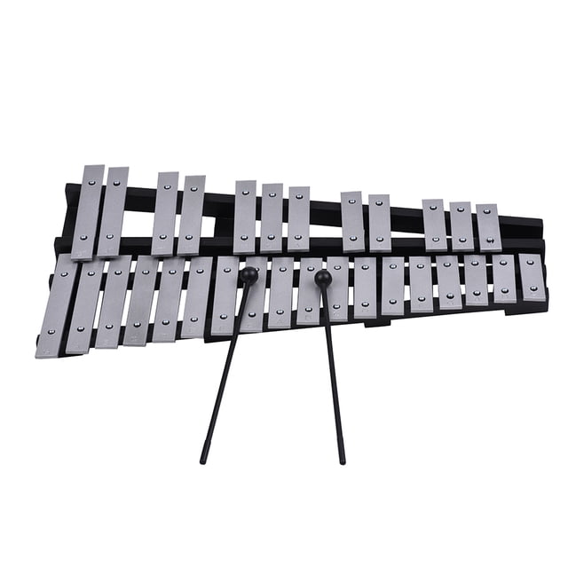 Foldable 30 Note Glockenspiel Xylophone Wooden Frame Aluminum Bars Educational Percussion Musical Instrument Gift with Carrying Bag
