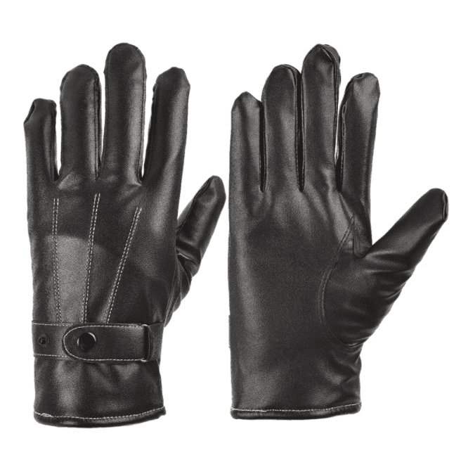 Men's Black Leather Gloves: Hand Stitched, Sheepskin Lined - UK