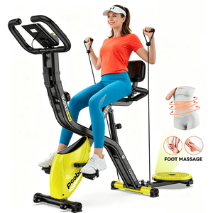 Pooboo 4-in-1 Folding Exercise Bike with Twister Board
