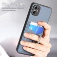 thumbnail image 6 of Carbon Fiber Patterned Case for iPhone 12, Wallet case with [360°Rotation Ring Kickstand] Credit Card Holder,PU Leather Shockproof Cover Women Men For iPhone 12, Blue, 6 of 8