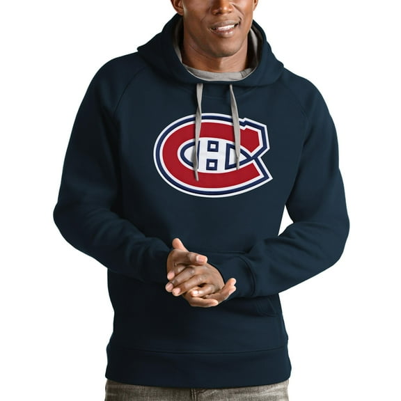 Men's Antigua Navy Montreal Canadiens Logo Victory Pullover Hoodie