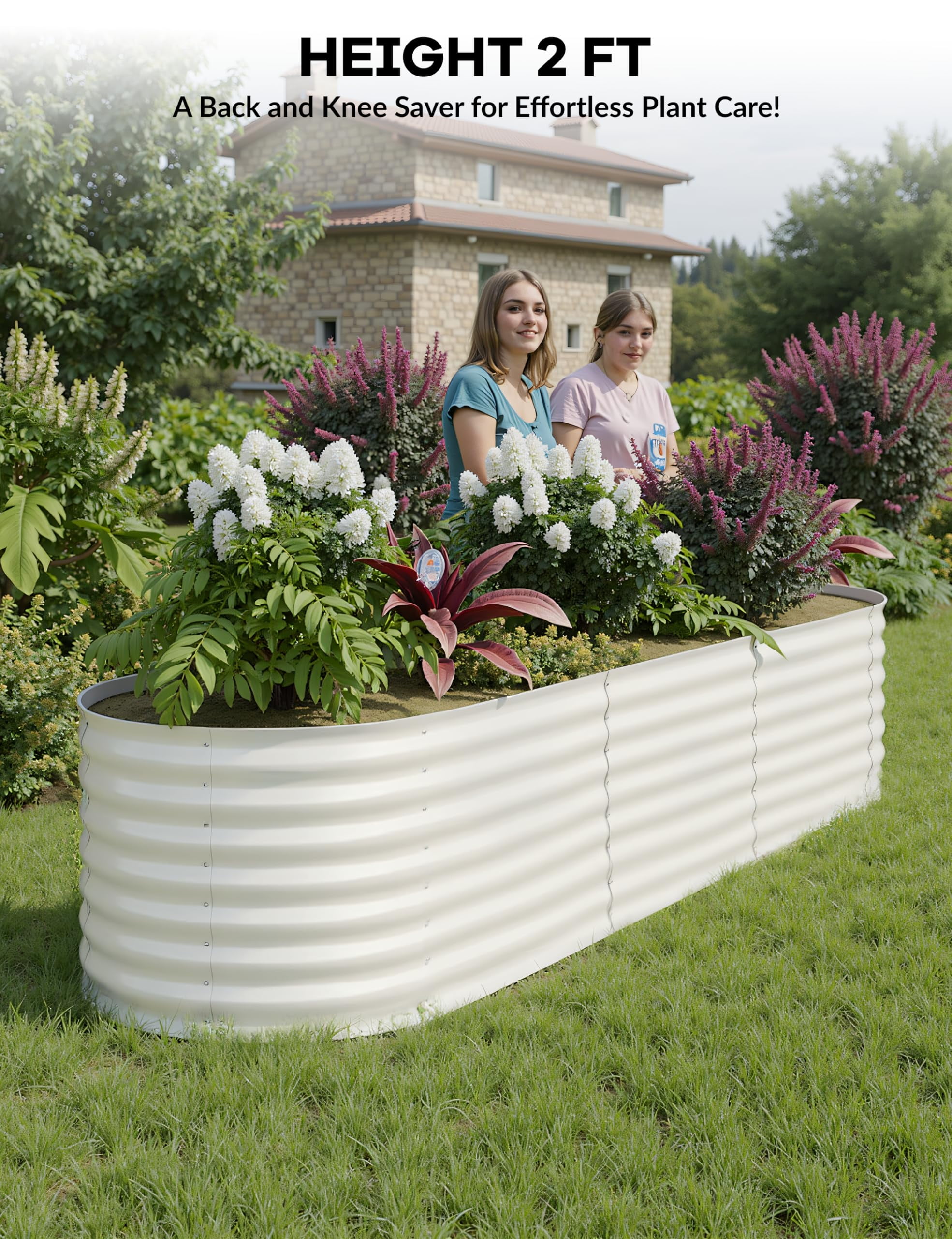 2 Pack 8x2x2 ft Galvanized Raised Garden Beds - Rust-Resistant Easy Assembly Planter Boxes for Outdoor Vegetables, Flowers & Herbs