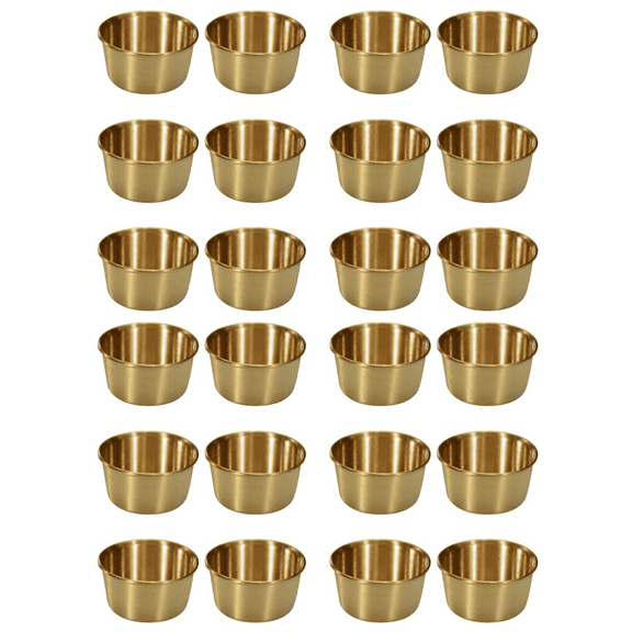 24Pcs 2 Oz Stainless Steel Dipping Sauce Cup, Mini Dip Bowls, Reusable Metal Condiment Cups Ramekins Containers (Gold),24 x sauce cup,Gold