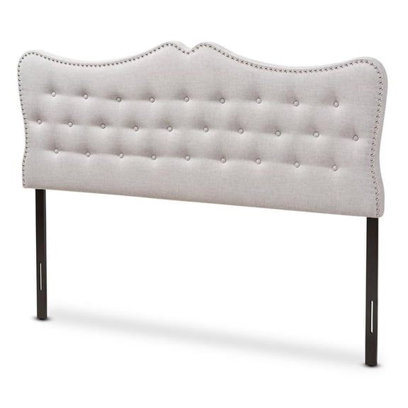Bowery Hill Modern Tufted Queen Panel Headboard in Grayish Beige