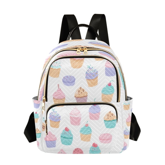 Quilted Backpack Fashion Backpack 10.23*5.11*12.59 Inch Women's Fashion Backpack Picnic Shopping Travel Out Sports backpack Cupcake Pattern Pastel