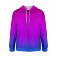 thumbnail image 4 of Momasggi Zip Up Hoodies for Men Long Sleeve Fleece Pullover Tops Fashion Gradient Hoodie Casual Drawstring Hooded Sweatshirts with Pockets Purple XL, 4 of 5