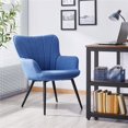 thumbnail image 2 of Alden Design Upholstered Fabric Modern Accent Chair, Blue, 2 of 6