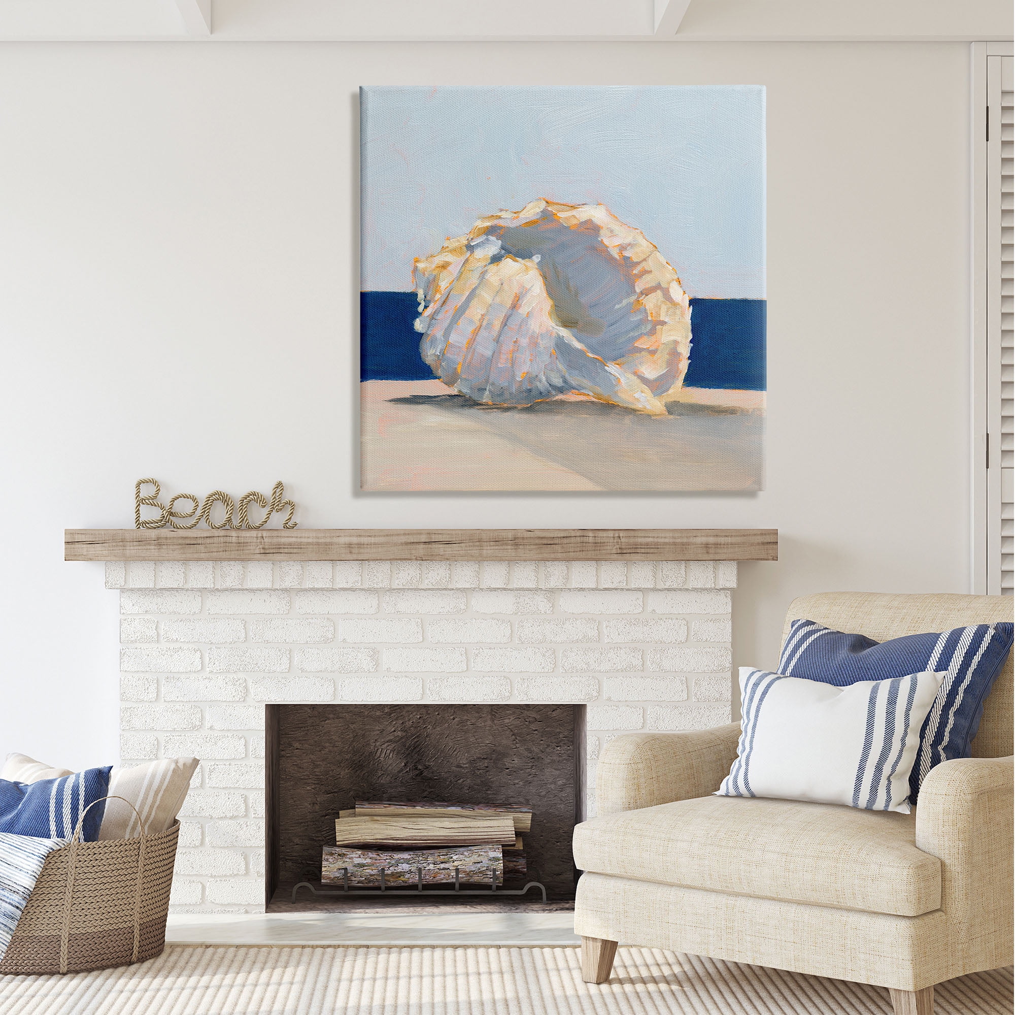 Stupell Industries Nautical Conch Painting Animals & Insects Painting Gallery Wrapped Canvas Print Wall Art, 36 x 36