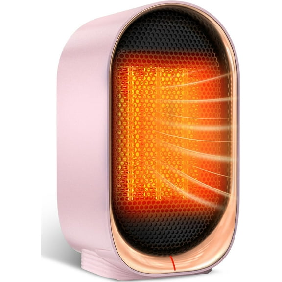 Space Heater, Portable Heater for Indoor Use, Small Electric Heaters with Overheat & Tip-Over Protection, Mini Desk Heaters for Office Bedroom Bathroom, Compact & Efficient Heating, Pink