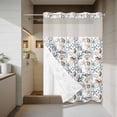 thumbnail image 4 of Sea Coral Shells Starfish No Hook Shower Curtain with Snap in Liner, Waterproof Fabric Shower Curtains, Summer Nautical Coastal Watercolor Shower Curtain Set Top See Through for Bathroom 48"x72", 4 of 8