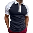 thumbnail image 1 of EGNMCR Chemises à Manches Courtes pour Hommes, T-shirt Décontracté d'Été, chandail-Over Patchwork à Fermeture Éclair,, 1 of 7
