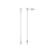 Rosec Jewels Long Chain Dangle Earrings with Certified Diamond for Women (HI-SI Grade), 10K White Gold