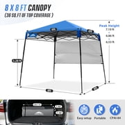 EAGLE PEAK 8 x 8 x 7.22 ft Slant Leg Lightweight Compact Portable Canopy w/ Backpack(Blue)
