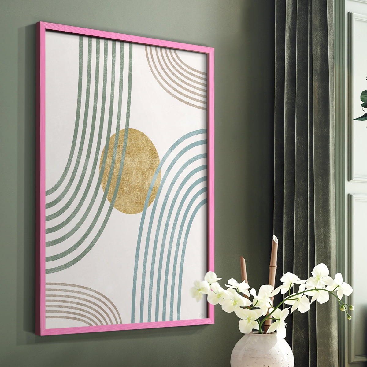 Modern Flow in Pink Solid Wood 8 x 10 Framed Print