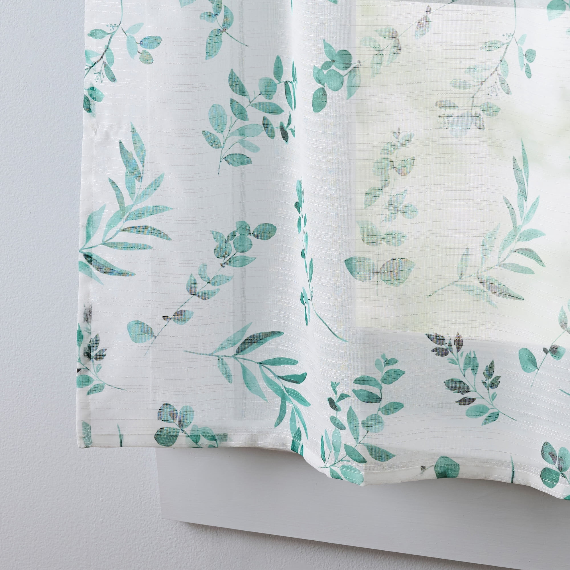 Martha Stewart Maddison 3 Piece Valance & Tier Set Green, Rod Pocket, Sheer, Indoor, Adult, 54" x 14"