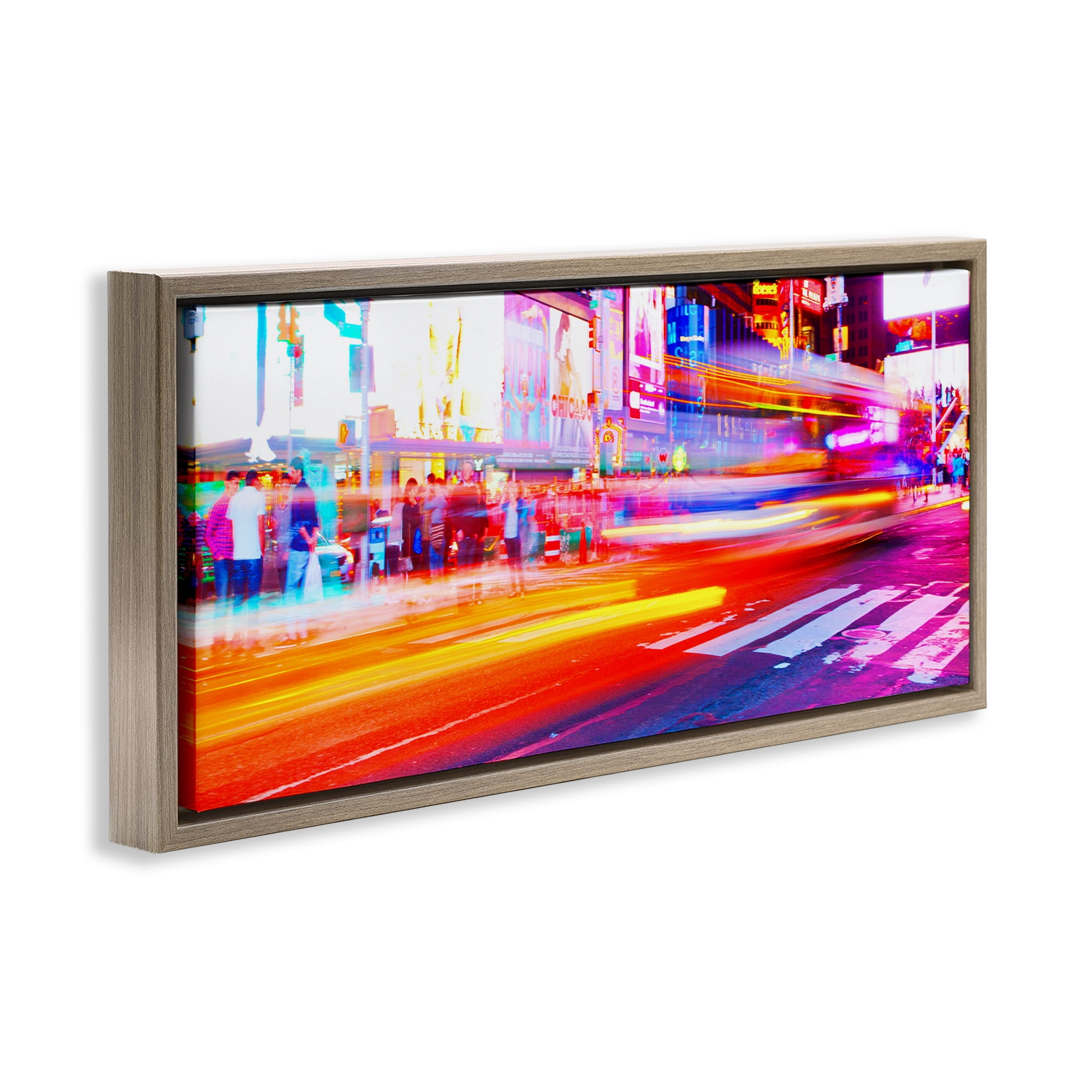Stupell Industries Light Streaked Cityscape Scenery Photography Brown Floater Framed Art Print Wall Art, 25 x 11