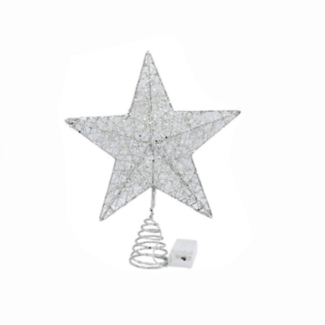 Rattan Star Christmas Tree Topper Lighted with LED String Lights, Wire Weaving, Battery Powered, 9.8 inch Star Treetop for Christmas Tree Decorations, Birthday, Wedding, Parties & Home Decorating