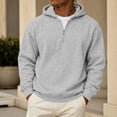 thumbnail image 2 of Sorvello Men's Fleece Big and Tall Hoodie Quarter Zip Fuzzy Sweatshirt Classic Warm Comfy Athletic Work Casual Fall Winter Top for Men Light Gray S, 2 of 8