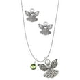 thumbnail image 1 of Delight Jewelry Crystal Lime Green Channel Drop Silver tone Guardian Angel Charm Necklace and Stud Earrings, 1 of 4