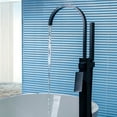 thumbnail image 5 of BWE Waterfall Spout Freestanding Floor Mounted Bathtub Faucet with Hand Shower Single Handle Bathroom Faucet with Handheld Sprayer in Matte Black Floor Mount Tub Filler Leadless Solid Brass, 5 of 10