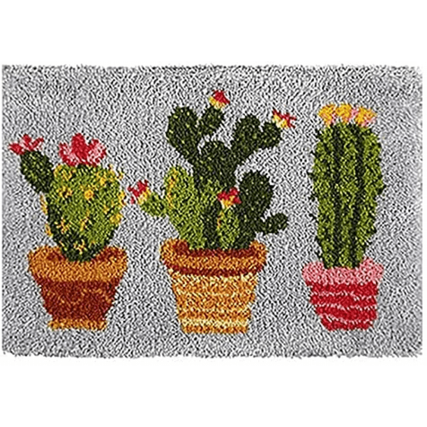 Latch Hook Kits Rug with Cactus Pattern Tapestry Kits Rug Making Kits 