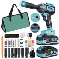 550N.m Cordless Impact Wrench, 6 Speed, 1/2 Inch 406ft-lb Electric Impact Gun, High Torque Brushless Motor, 0 to 3300 RPM,2x4.0A Batteries,21 Accessories