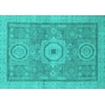 thumbnail image 1 of Ahgly Company Machine Washable Indoor Rectangle Abstract Turquoise Blue Modern Area Rugs, 4' x 6', 1 of 4