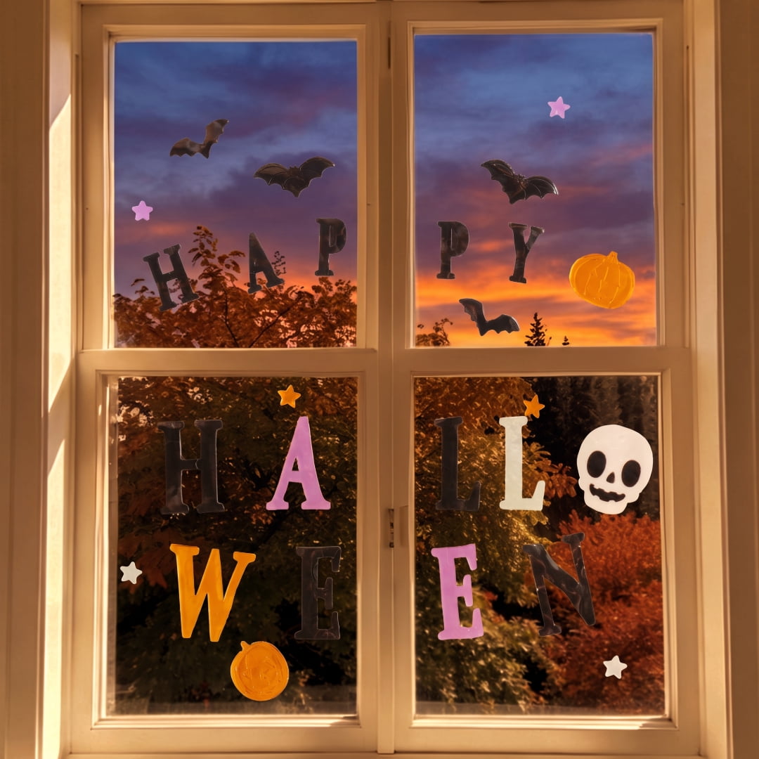 Happy Halloween Gel Clings, Multicolor, 5.5" x 21", Halloween by Way To Celebrate