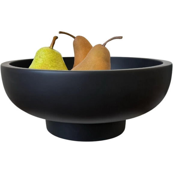 YANGLI Concrete Black Decorative Bowl – Modern Pedestal Fruit Bowl for Entryway & Coffee Table