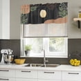 thumbnail image 4 of Boho Black Curtain Valances for Windows, Kitchen Valance Window Treatments Panel 2 Pack, Brown Modern Stripes Moon Abstract Leaf Rod Pocket Short Curtains for Bathroom Bedroom 42 x 18 Inch, 4 of 8