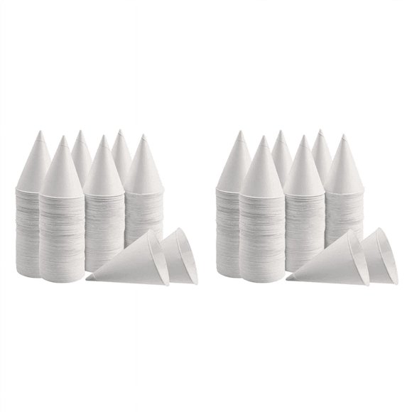 White Paper Cone Cups, Snow Cone Cups,Coated Leakproof Cone Paper Cups for Slush, Shaved Ice, Water 400Pcs