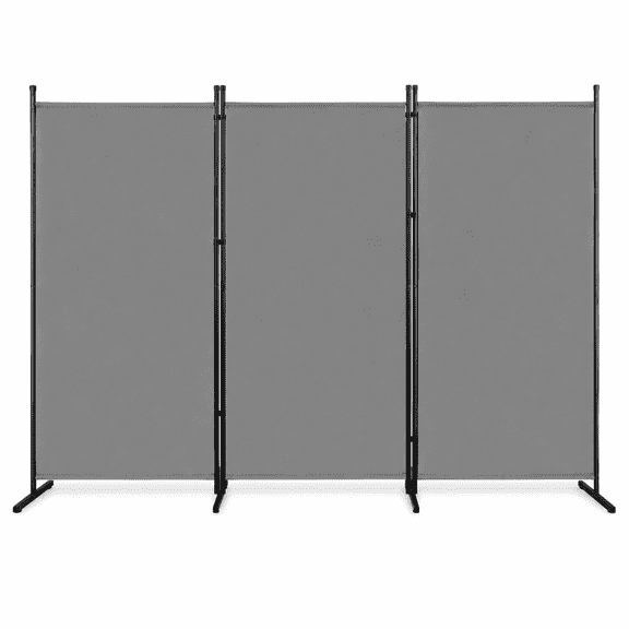 Alvantor 6 ft 3-Panel Room Divider, 102.8 in Wide Foldable Polyester Fabric with Carbon Steel Frame, Gray