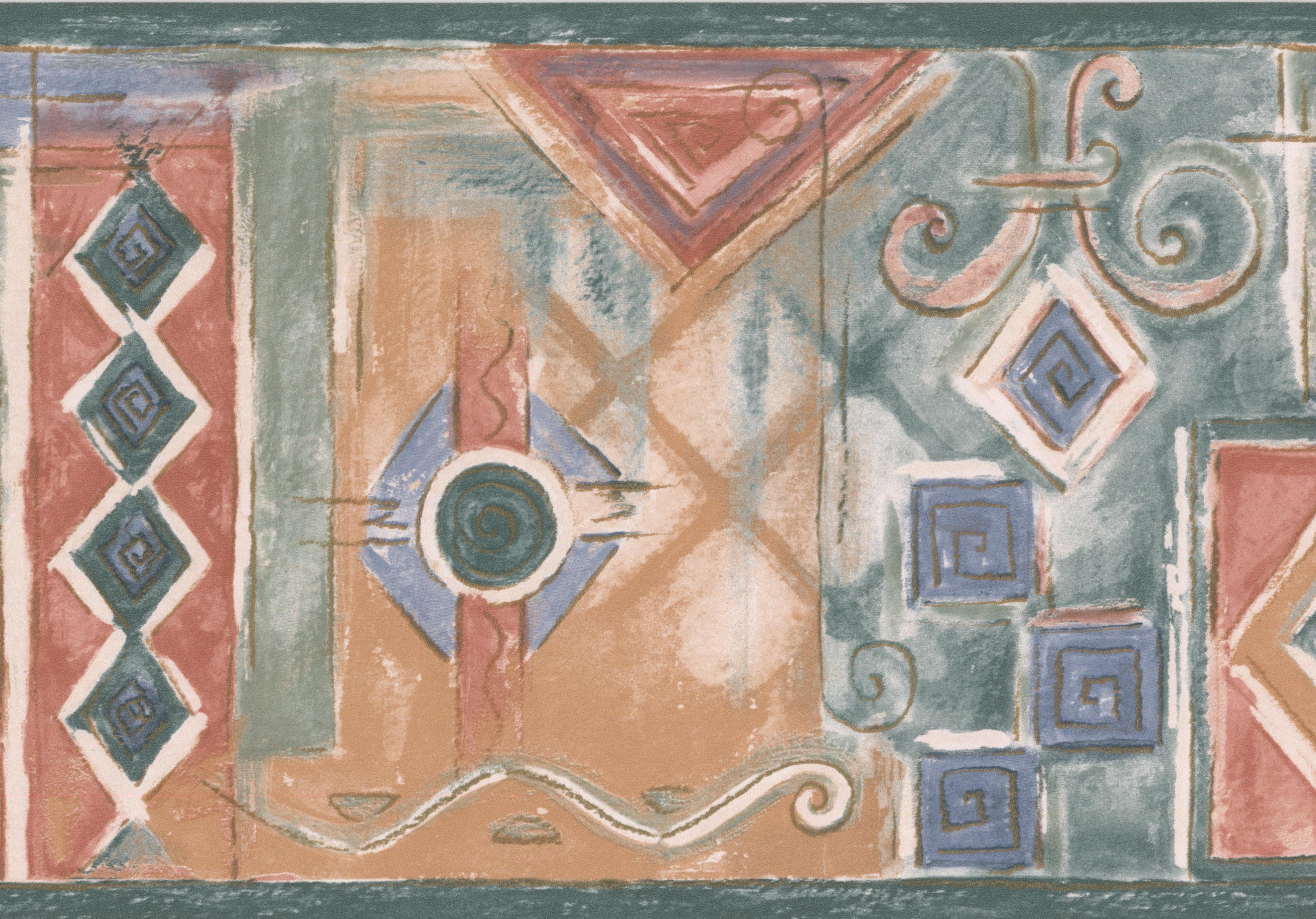 Wallpaper Border Red Blue Green Abstract Wall Border Geometric Design