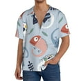 thumbnail image 3 of Honeii 's Cute Chameleons On Blue for men's short-sleeved button-up collared shirt featuring a pocket, perfect for beach vacations, and travel adventures., 3 of 5