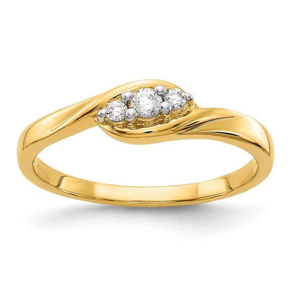 14K Yellow Gold Ring Band Diamond Round