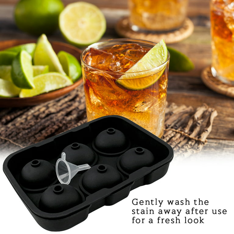 HONYAO Whiskey Cocktail Ice Mold, Easy Fill and Release Silicone Round Ice  Ball Maker Mold Large Square Ice Cube Tray with Lid - 6 Ice Balls + 6 Ice