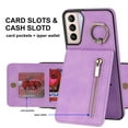 thumbnail image 4 of Nalacover for Samsung S21, Wallet with RFID Credit Card Holder and Zipper Pocket,Drop Protection Flip Cover Ring Holder Kickstand with Double Magnetic Clasp for Samsung Galaxy S21, Purple, 4 of 10