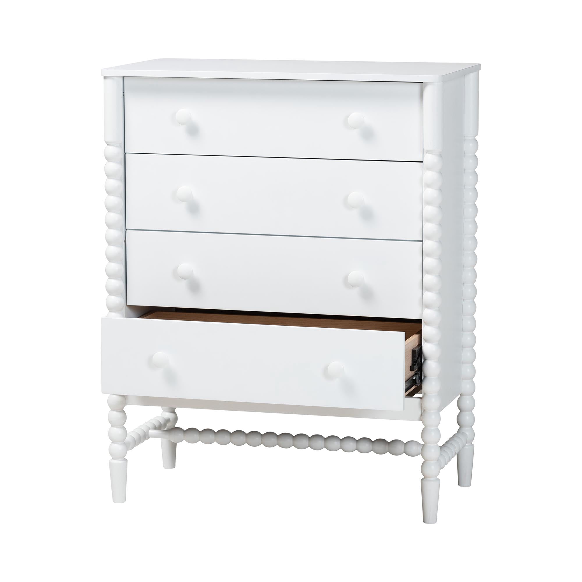 Baxton Studio Brantley Modern Farmhouse Chest, 4-Drawer, White