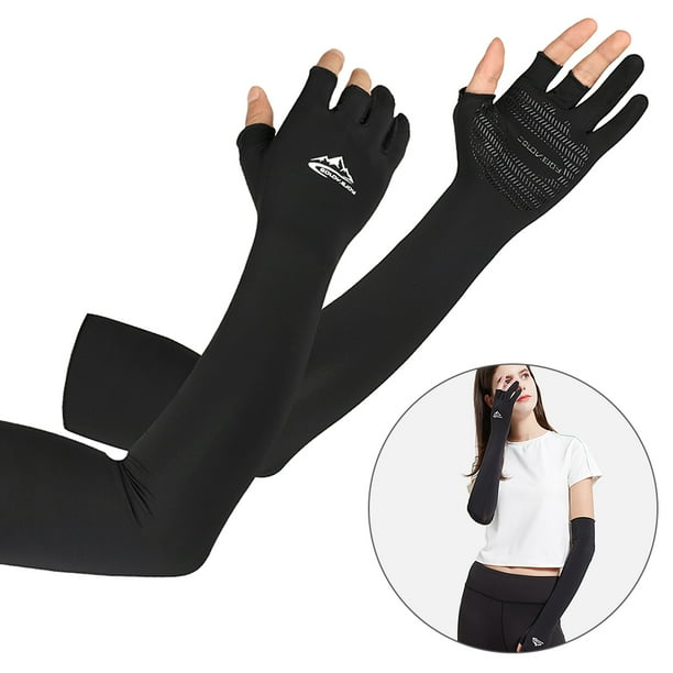 Golovejoy Mangas del brazo de enfriamiento con dedos ergonómicos Hombres Mujeres Protección solar UV Mangas largas de los brazos Cubierta para ciclismo Conducción Correr Golf Golf Baloncesto Golovejoy Mangas